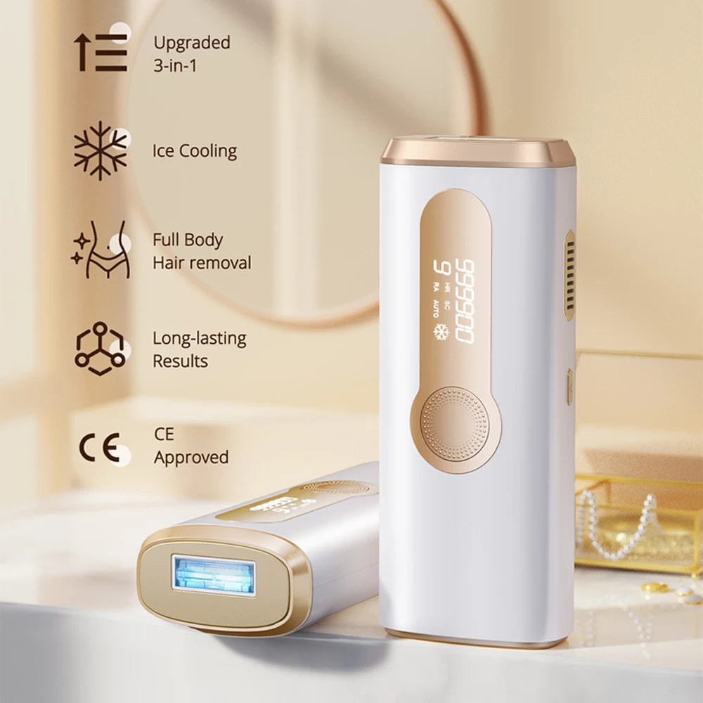 3-in-1 IPL Laser Hair Removal Device with Ice Cooling