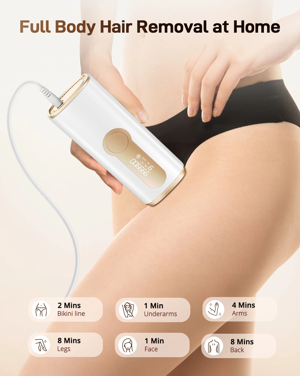 3-in-1 IPL Laser Hair Removal Device with Ice Cooling