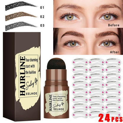 Eyebrow Stamp Stencil Kit - 3 colors and 24 shapes
