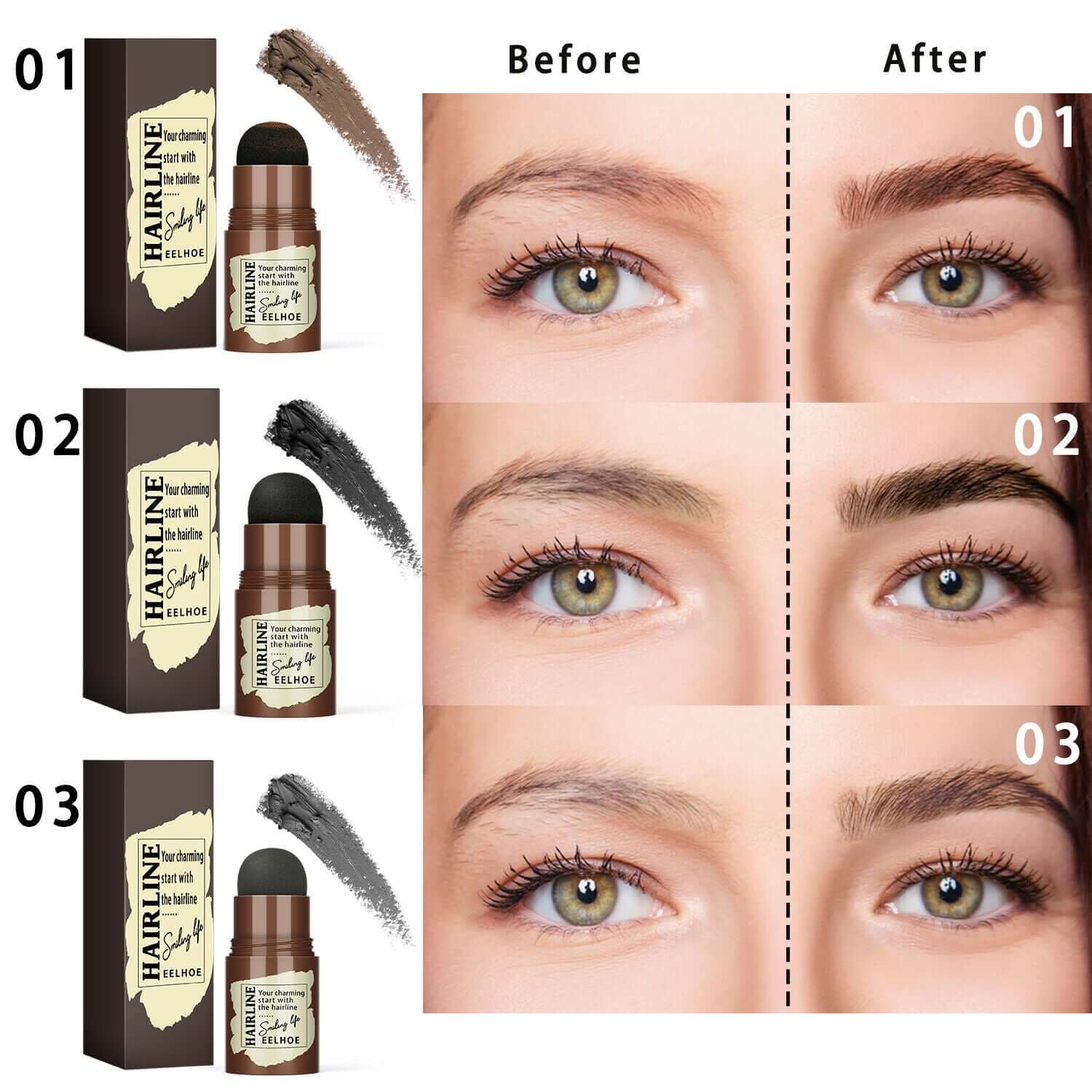Eyebrow Stamp Stencil Kit - before and after