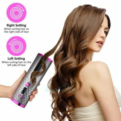 Girl having her hair curled with a Hair Waver Curling Iron