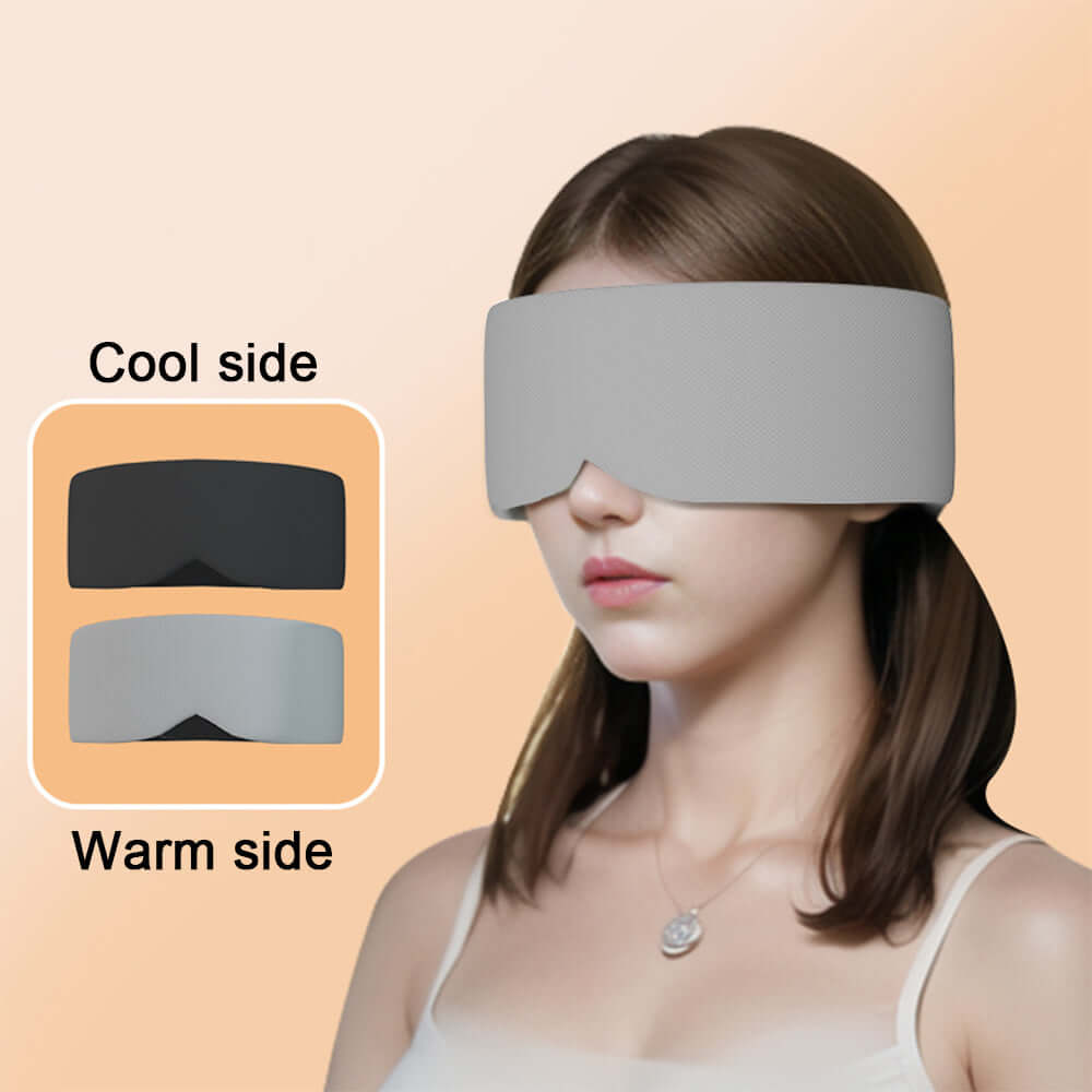 Girl wearing a gray Soft Silk Cotton Comfort Sleep Eye Mask