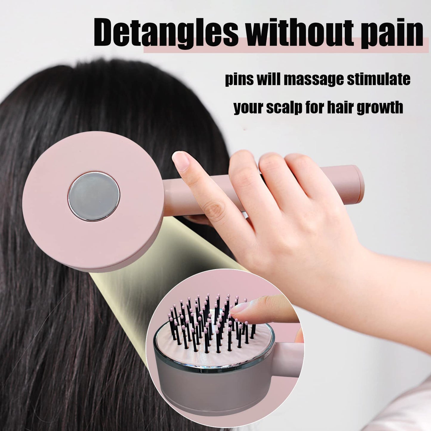 Massage One-key Self-cleaning Hair Brush - detangles without pain