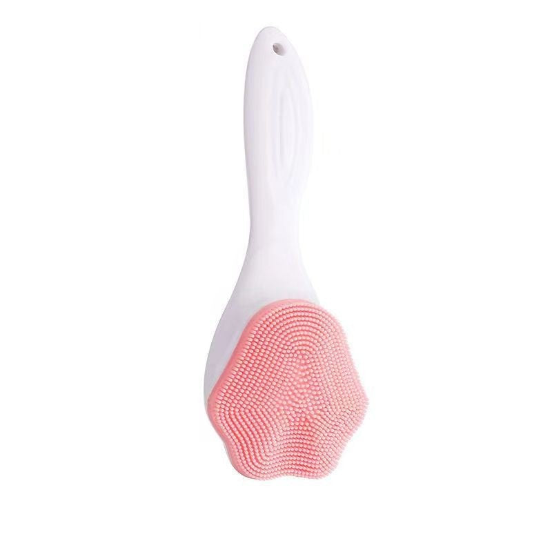 Pink Handheld Silicone Face Scrubber Exfoliator