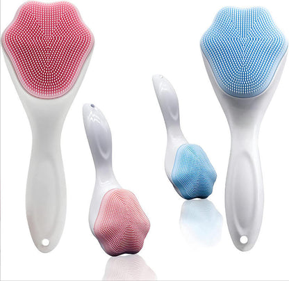 Pink and blue Handheld Silicone Face Scrubber Exfoliators