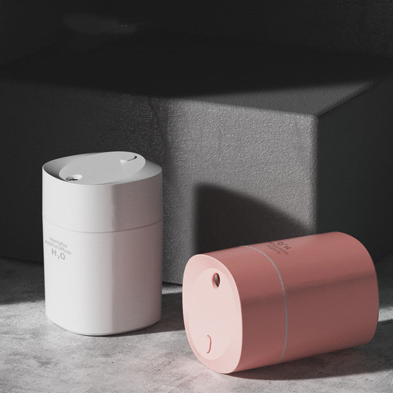 Two USB Desktop Humidifiers with LED Night Light - Pink and White