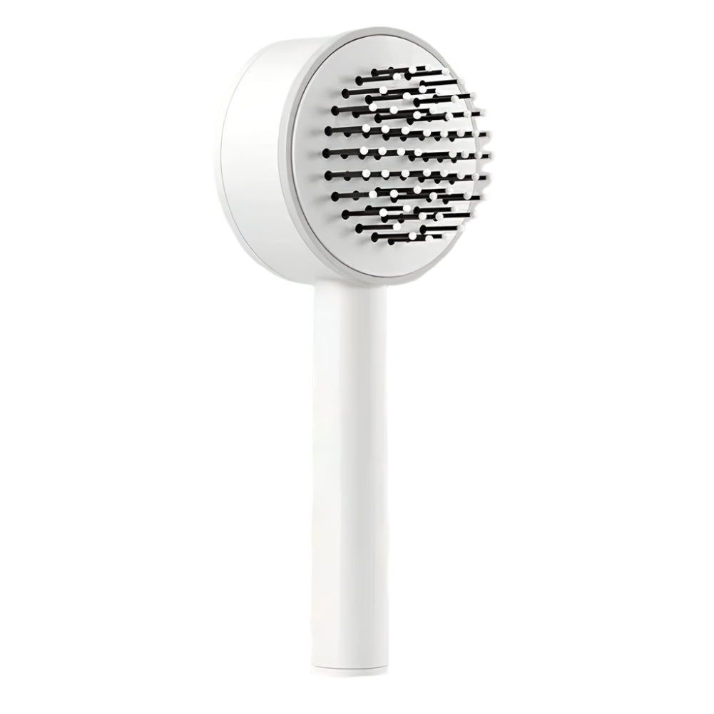 White Massage One-key Self-cleaning Hair Brush