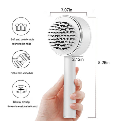 White Massage One-key Self-cleaning Hair Brush - details